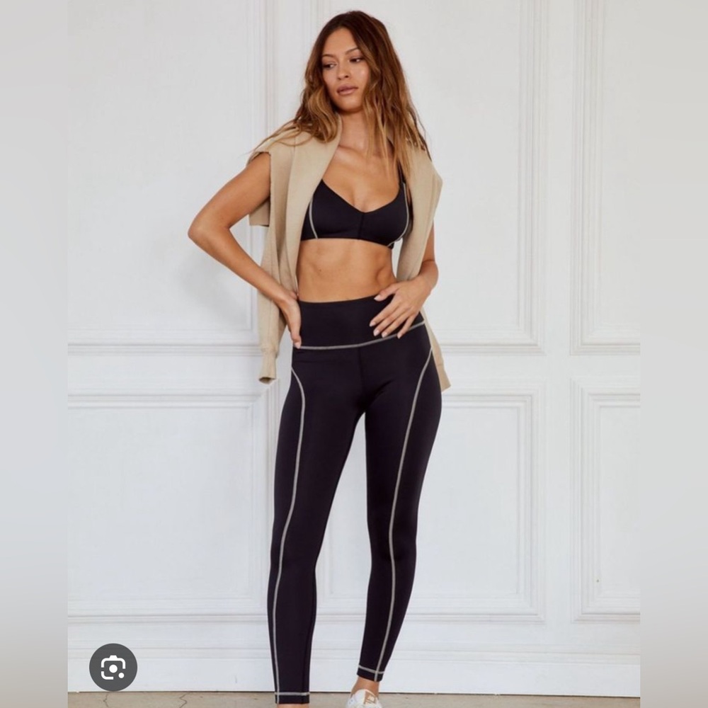 NWT Tan Lines by Sivan Ayla Black Leggings with Beige Stitching